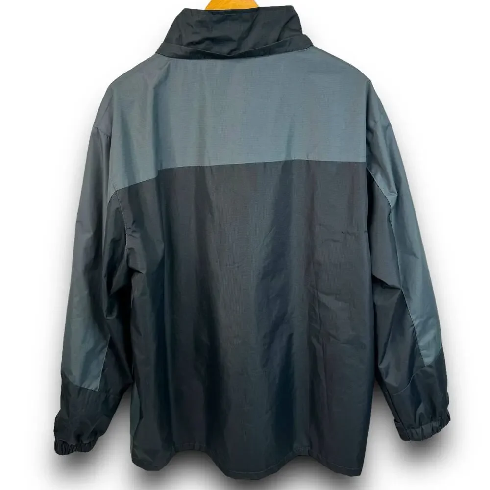 TEZO Mens Windbreaker Rain Jacket Water Resistant Removable Hood Black Gray XL